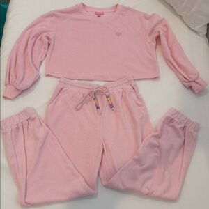Stoney Clover Lane x Target 2pc Pink Terry Cropped Top & Ankle Jogger Size XS